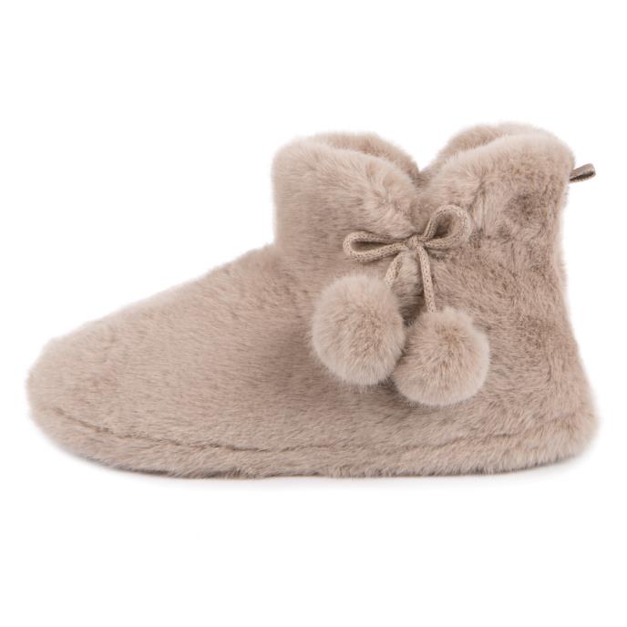 totes toasties® Ladies Faux Fur Boot Slippers Oat Extra Image 4